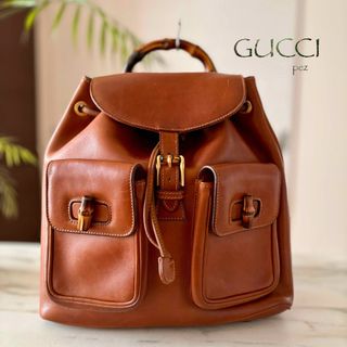 グッチ(Gucci)の正規品 GUCCI グッチ バンブー レザーリュックバッグ(リュック/バックパック)