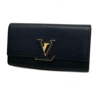 ルイヴィトン(LOUIS VUITTON)の【4ha0960】ルイヴィトン 長財布/トリヨン/ポルトフォイユカプシーヌ/M61248/ノワール/ピンク【中古】レディース(財布)