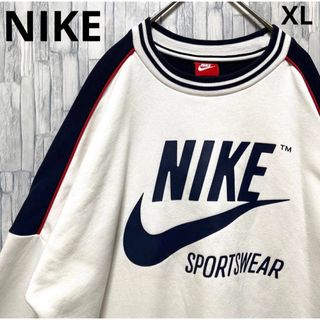 ナイキ(NIKE)のナイキ トレーナー スウェット 長袖 XL スウッシュ 裏起毛 リブボーダー(スウェット)