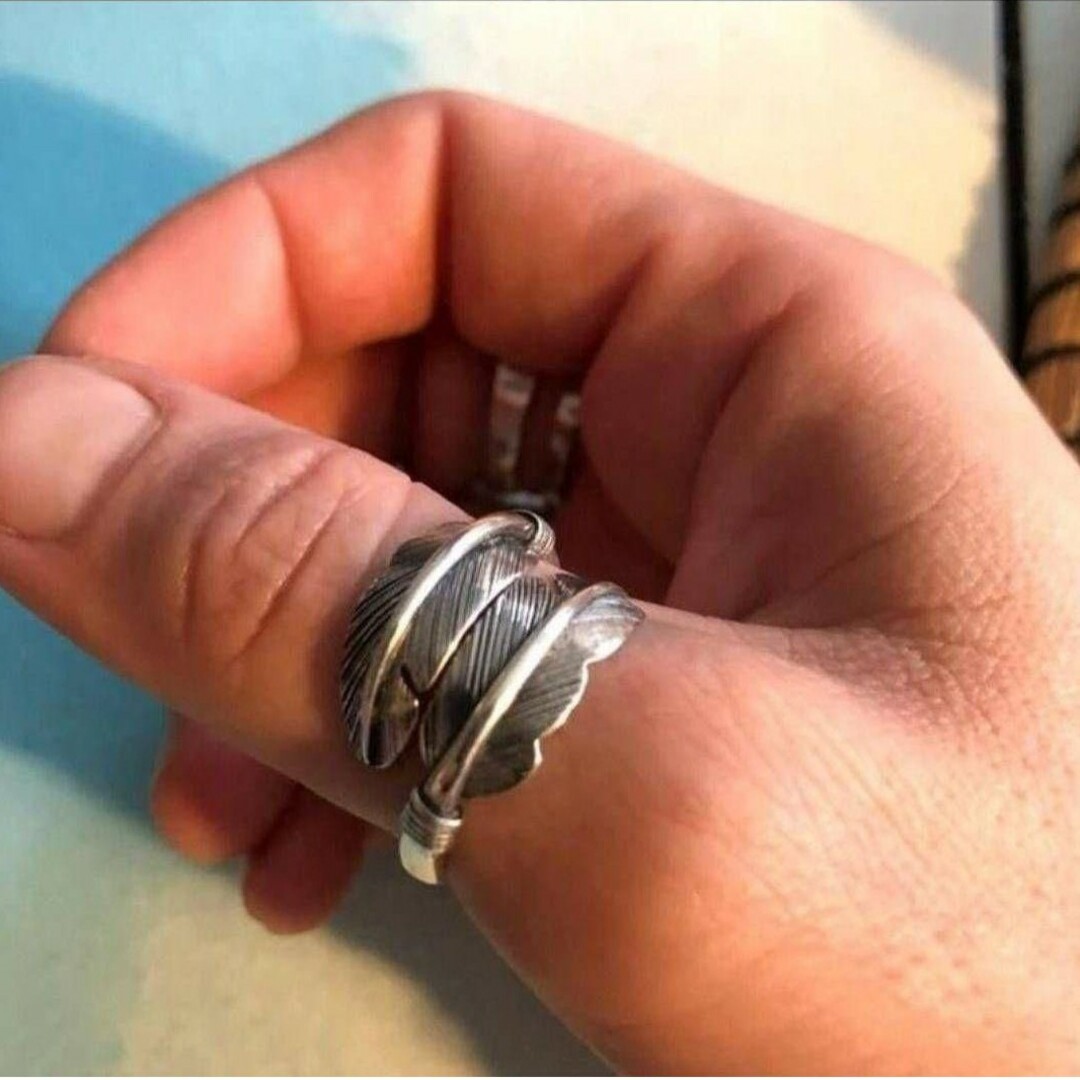 S925 フェザーリング ネイティブ シルバー インディアンジュエリー 指輪 羽 レディースのアクセサリー(リング(指輪))の商品写真