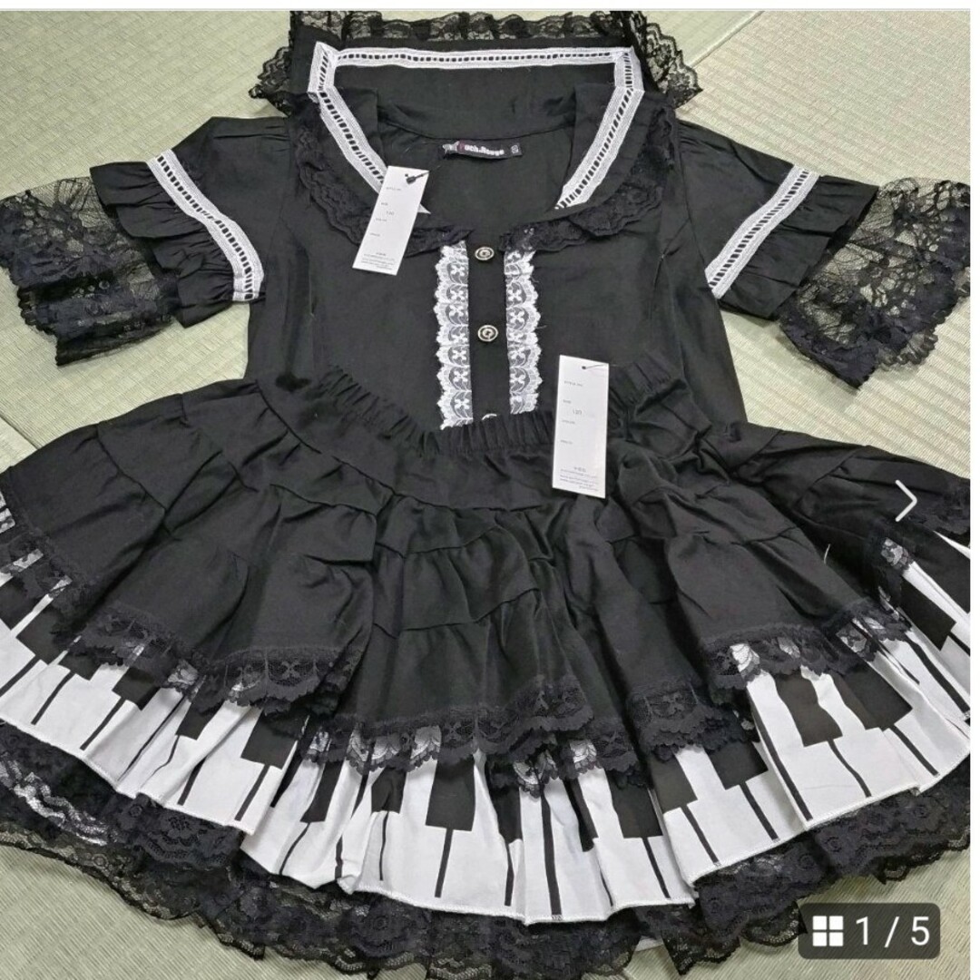 タグ付 未使用 鍵盤 柄 セット 120 キッズ/ベビー/マタニティのキッズ服女の子用(90cm~)(ドレス/フォーマル)の商品写真