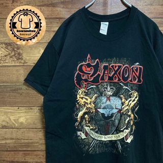 ミュージックティー(MUSIC TEE)の【人気即売】古着　音楽系　サクソン　SAXON バンドtシャツ 半袖　L(Tシャツ/カットソー(半袖/袖なし))