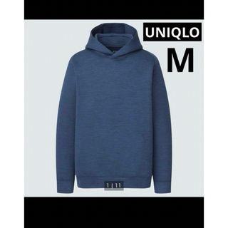 ユニクロ(UNIQLO)のUNIQLO♡ウルトラストレッチドライスウェットプルパーカーブルーネイビーM(トレーナー/スウェット)