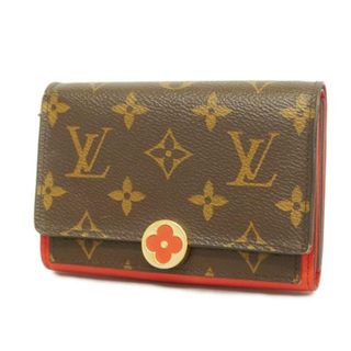 ルイヴィトン(LOUIS VUITTON)の【4hb1140】ルイヴィトン 財布/モノグラム/ポルトフォイユフロールコンパクト/M64587/ブラウン/レッド【中古】レディース(財布)