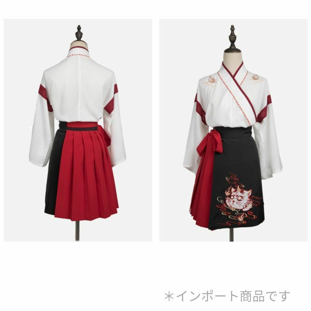 和服 漢服 浴衣 コスプレ 着服 花魁 スカート レトロ風 巫女 仮装 ホワイト エンタメ/ホビーのコスプレ(衣装一式)の商品写真