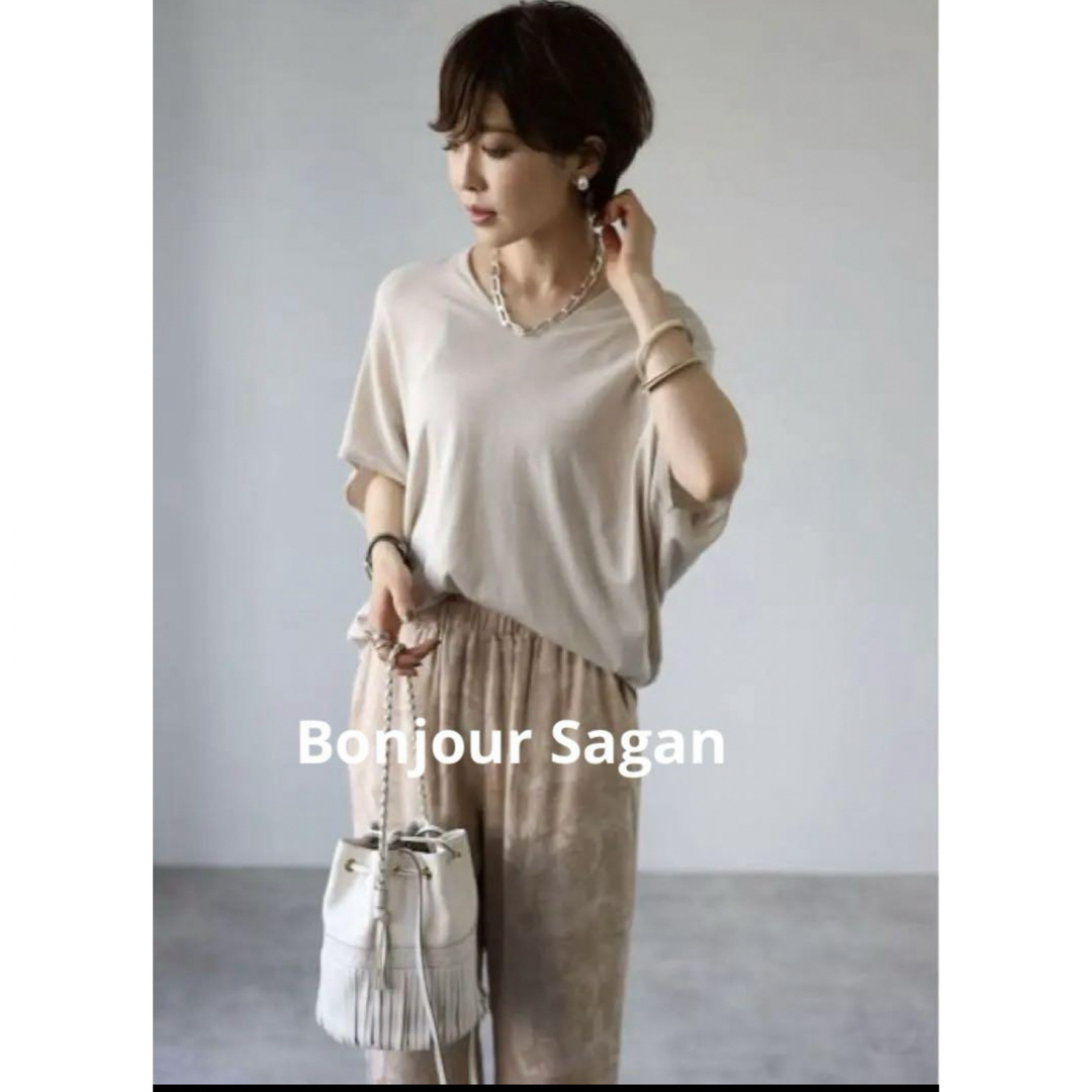 BONJOUR SAGAN(ボンジュールサガン)のBonjour Sagan サマーニット　トップス レディースのトップス(Tシャツ(半袖/袖なし))の商品写真