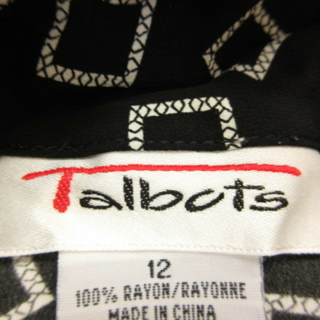 TALBOTS(タルボット)のタルボット TALBOTS シャツ ブラウス 半袖 総柄 黒 12 レディースのトップス(シャツ/ブラウス(半袖/袖なし))の商品写真