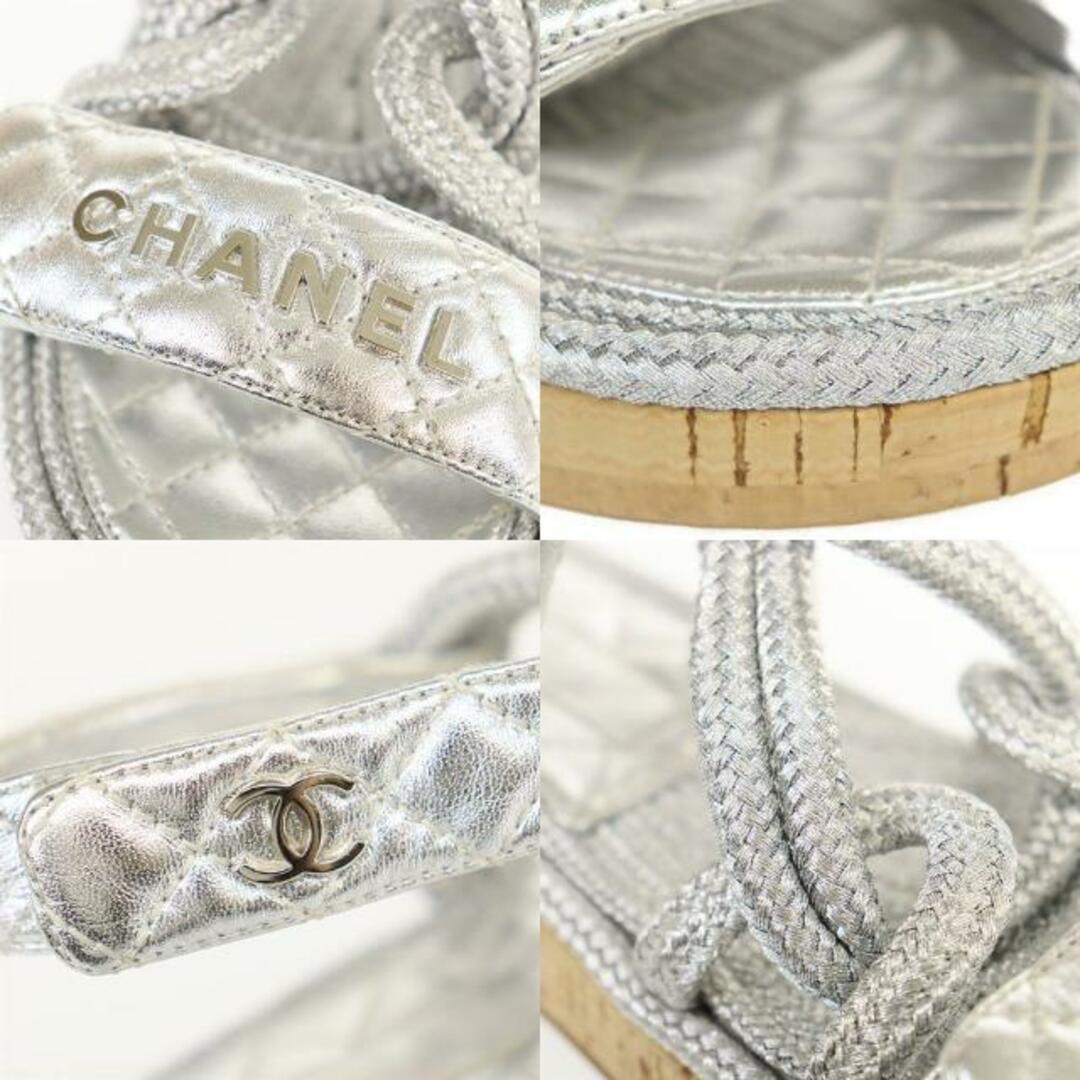 CHANEL(シャネル)のシャネル CHANEL マトラッセロープサンダル ココマーク 中古 サイズ36 メタリックシルバー 【中古】 | 靴 シューズ ファッション ブランド 銀 ABランク レディースの靴/シューズ(サンダル)の商品写真