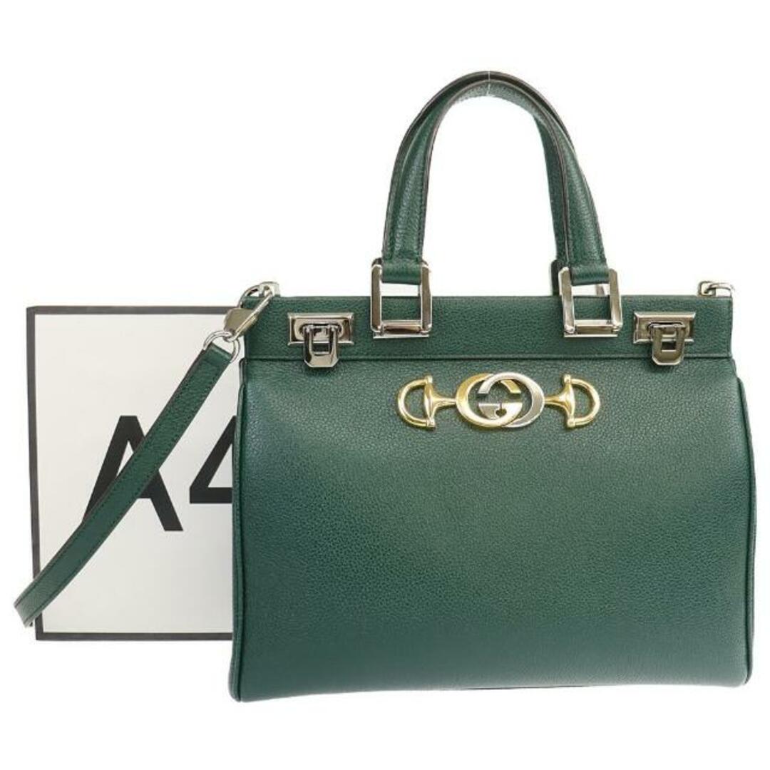 Gucci(グッチ)のグッチ ハンドバッグ ズゥミ スモール トップハンドル 569712 中古 グリーン レザー GUCCI 【中古】 | 2WAY ショルダーバッグ レディース 緑 バック 鞄 ブランド Aランク レディースのバッグ(ハンドバッグ)の商品写真