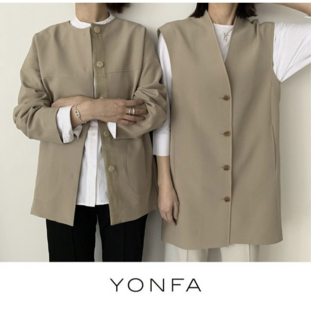 Drawer - yonfa ジレ・ショートコートセット ネイビー