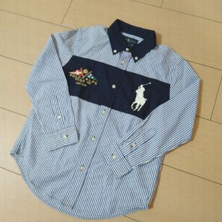 ラルフローレン(Ralph Lauren)のラルフローレン　長袖シャツ　ストライプ　子供服　男の子　１２０cm　ブルー　春(ブラウス)