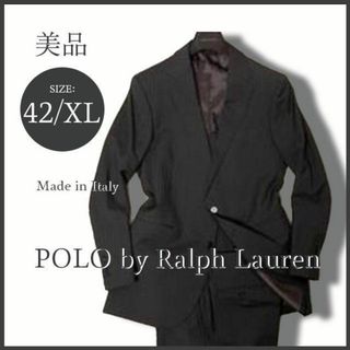 ポロラルフローレン(POLO RALPH LAUREN)の最高級 ポロラルフローレン イタリア製 グレーストライプスーツ 42 美品(セットアップ)