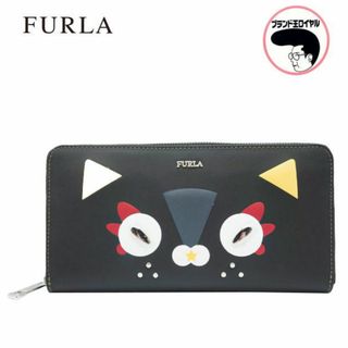 フルラ(Furla)の【新品 】FURLA フルラ 長財布 アニマル 猫 ブラック ラウンドファスナー ネコ(財布)