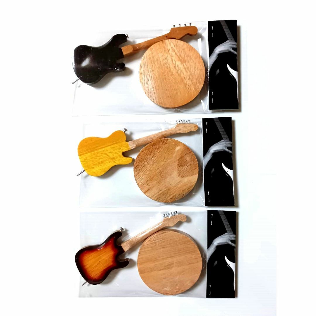 -ミニチュアギター2本+ベース1本の3点セットFen。ミニチュア楽器 エンタメ/ホビーのおもちゃ/ぬいぐるみ(模型/プラモデル)の商品写真