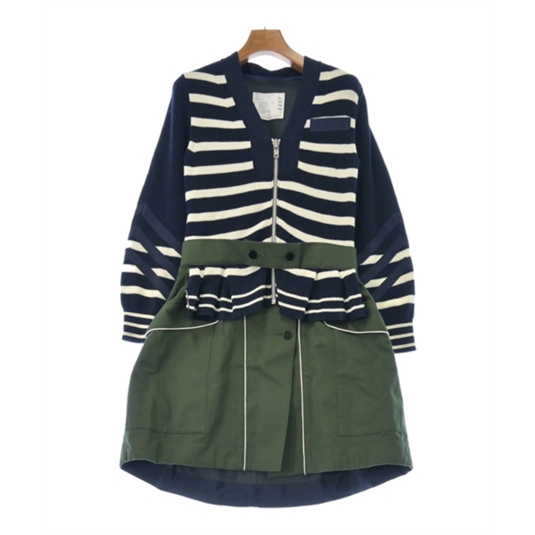 sacai(サカイ)のsacai サカイ ワンピース 1(S位) 紺x白xカーキ系 【古着】【中古】 レディースのワンピース(ひざ丈ワンピース)の商品写真