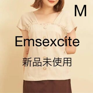 エムズエキサイト(EMSEXCITE)のタグ付き新品未使用 エムズエキサイト 胸フリルノースリブラウスM オフホワイト(シャツ/ブラウス(半袖/袖なし))