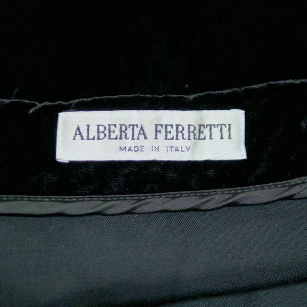 ALBERTA FERRETTI(アルベルタフェレッティ)の美品 アルベルタ フェレッティ ベロア プルオーバー カットソー 長袖 黒 レディースのトップス(カットソー(長袖/七分))の商品写真