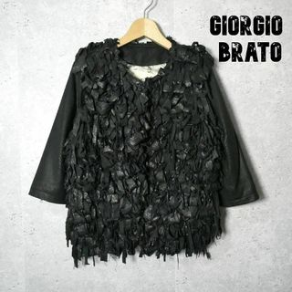 GIORGIO BRATO - 美品 GIORGIO BRATO レザー 七分袖 ノーカラージャケット