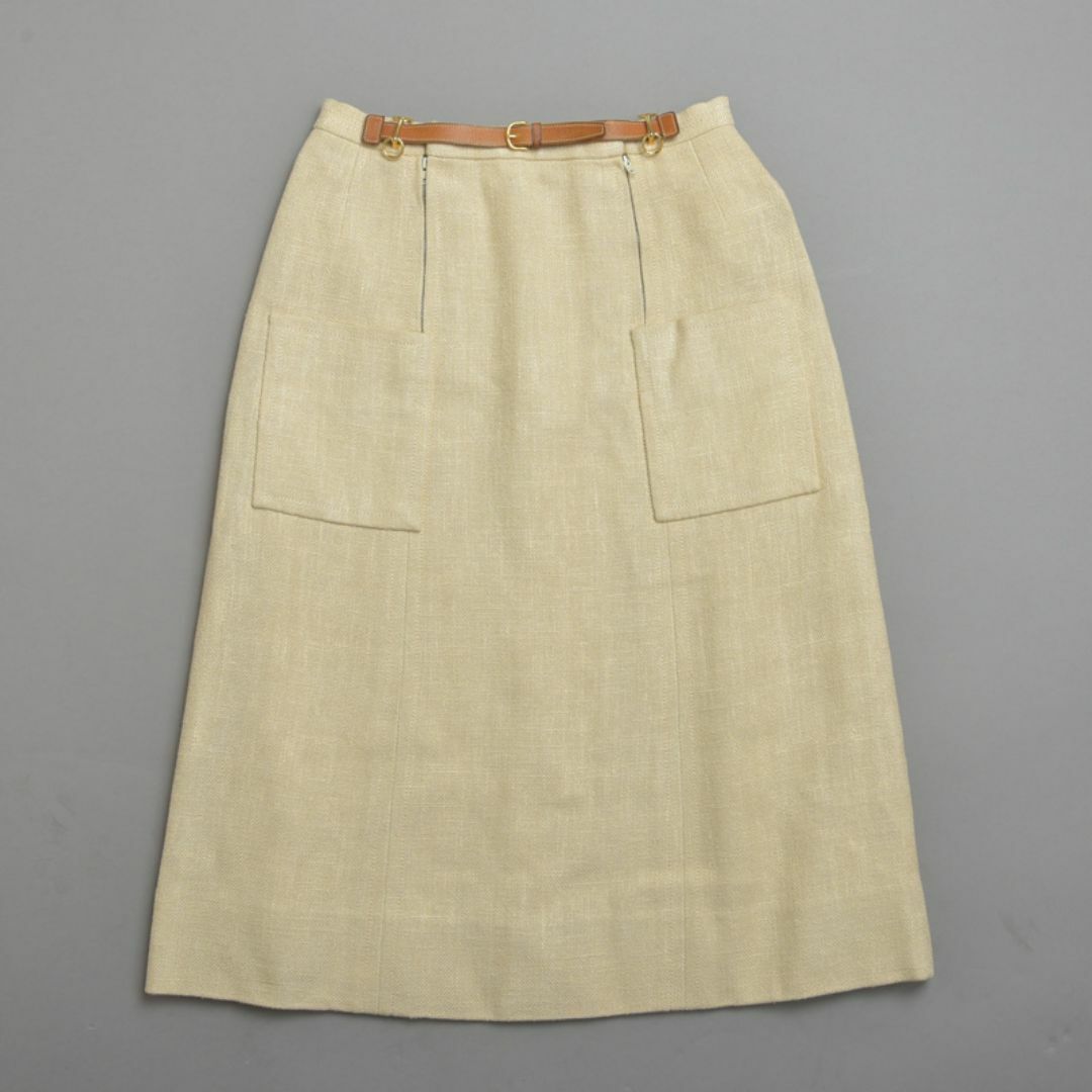 Hermes(エルメス)の綺麗♡エルメス ミディアムスカート 40 ホースビットベルト ベージュ タイト レディースのスカート(ひざ丈スカート)の商品写真