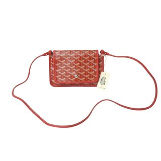 新品未使用 GOYARD ゴヤール プリュメ ショルダーバッグ ポーチウォレット レッド PVC レザー シルバー金具 中古 62099