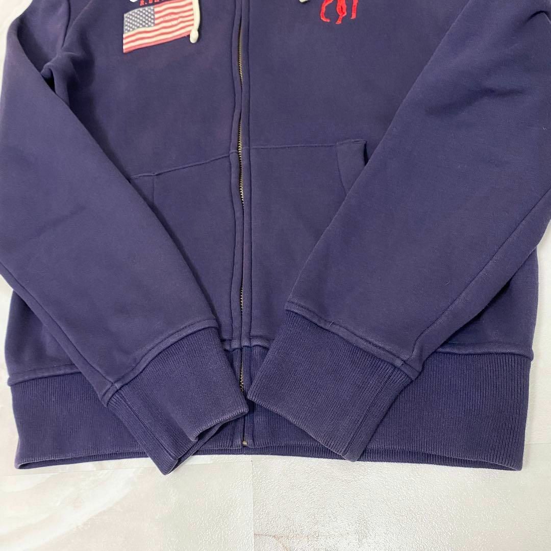 POLO RALPH LAUREN(ポロラルフローレン)のA12082 ポロラルフローレン　ビッグポニー&星条旗ジップアップパーカー　紺S メンズのトップス(パーカー)の商品写真