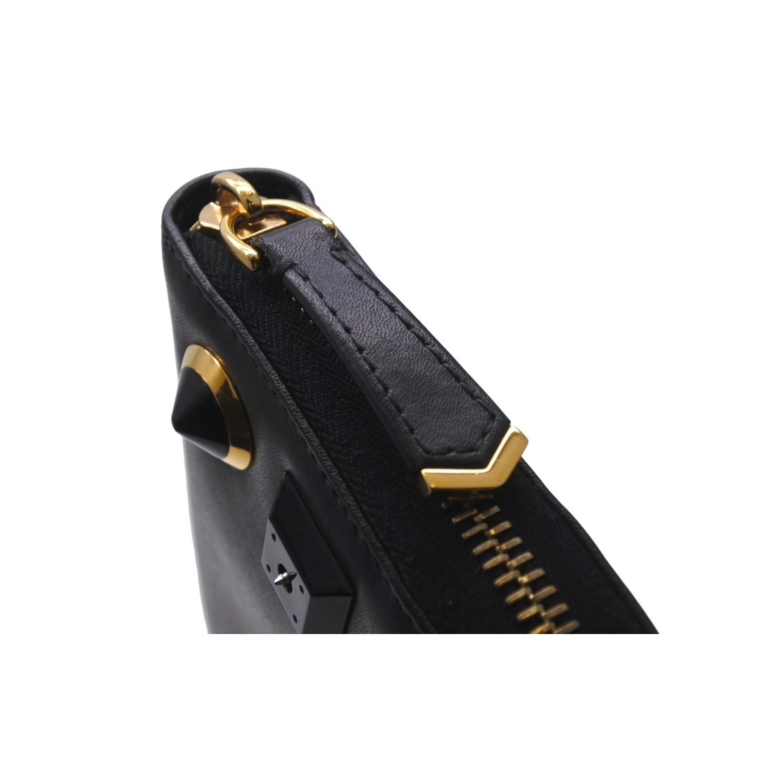 FENDI(フェンディ)のFENDI フェンディ 長財布 スタッズ ラウンドファスナー ジップ ゴールドエディション レザー 8M0299 ブラック 良品 中古 61904 レディースのファッション小物(財布)の商品写真