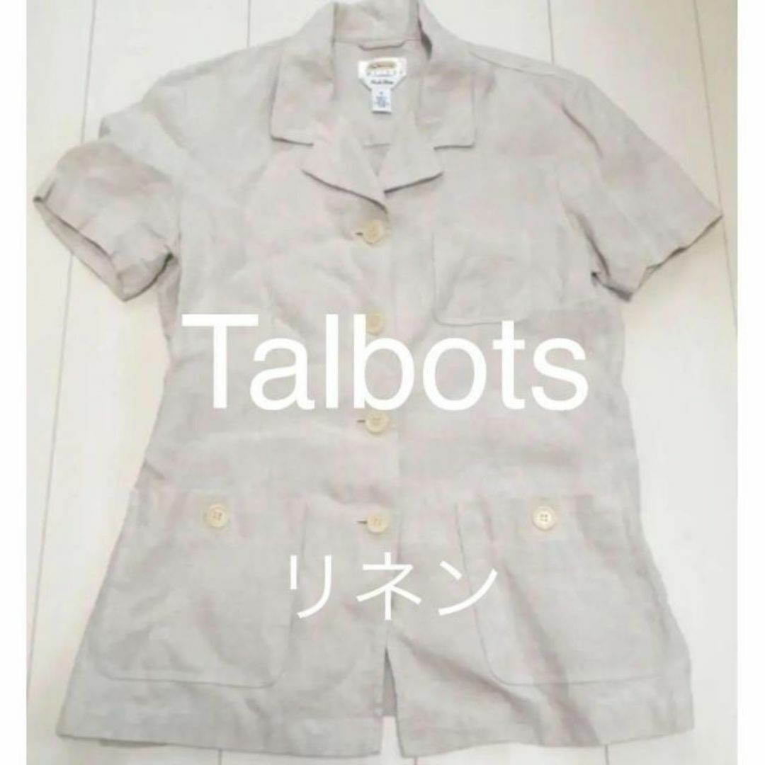 TALBOTS(タルボット)の値下げ 美品 Talbots タルボット リネンシャツ M ジャケット 半袖 レディースのトップス(シャツ/ブラウス(半袖/袖なし))の商品写真