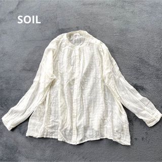 ソイル(SOIL)のSOIL ブラウス シャツ 白 チェック 羽織 カーディガン 春服 綿100%(シャツ/ブラウス(長袖/七分))