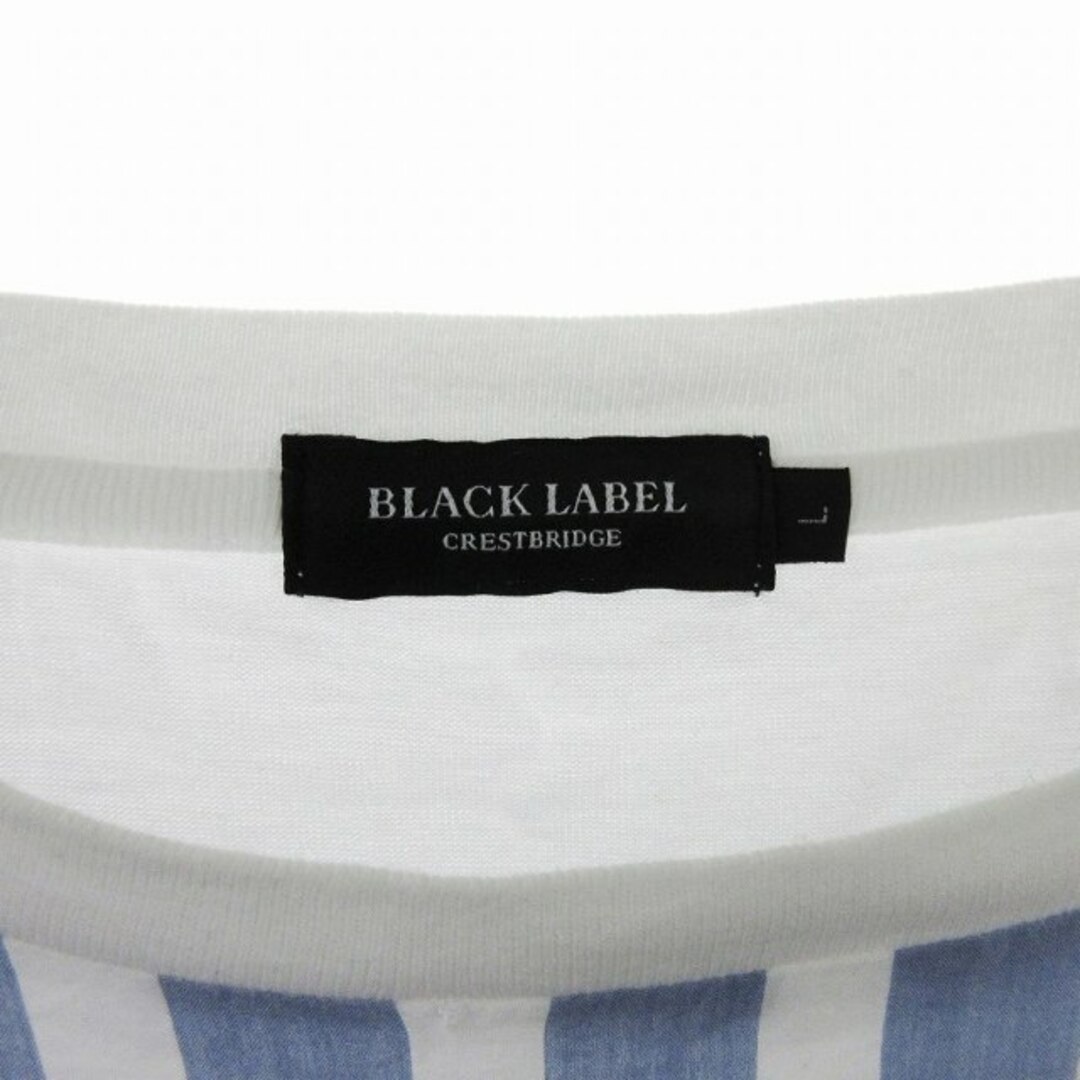 BLACK LABEL CRESTBRIDGE(ブラックレーベルクレストブリッジ)のブラックレーベルクレストブリッジ Tシャツ 半袖 ストライプ 水色 白 L メンズのトップス(Tシャツ/カットソー(半袖/袖なし))の商品写真