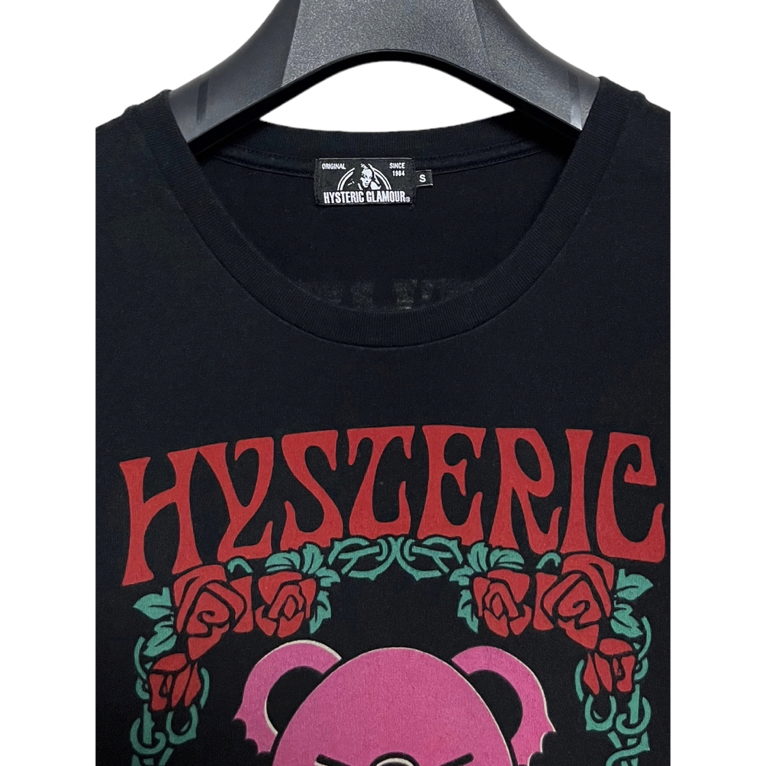 HYSTERIC GLAMOUR(ヒステリックグラマー)の匿名発送　美品　ヒステリックグラマー　ローズベアープリントT ブラック　サイズS レディースのトップス(Tシャツ(半袖/袖なし))の商品写真