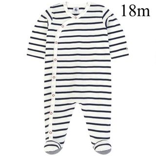 プチバトー(PETIT BATEAU)の新品 プチバトー マリニエール 足つき ロンパース  18m(ロンパース)