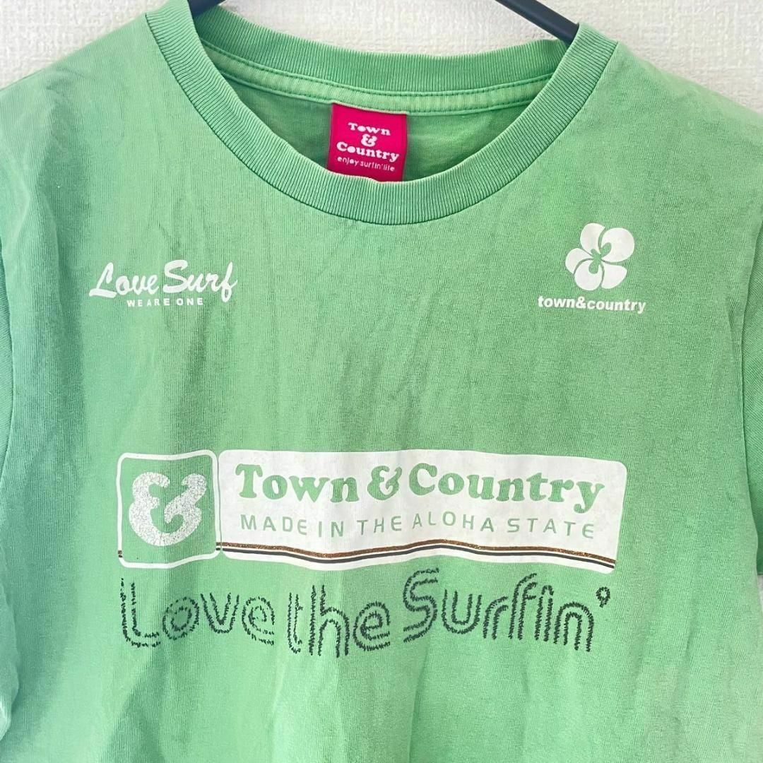 Town & Country(タウンアンドカントリー)の美品 T&C タウン&カントリー Tシャツ M シングルステッチ グリーン 緑 レディースのトップス(Tシャツ(半袖/袖なし))の商品写真