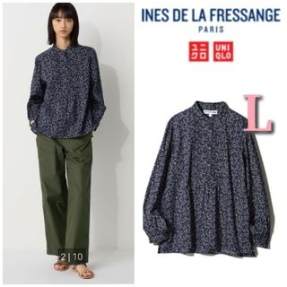 ユニクロ(UNIQLO)の●ピンタックプリントブラウス（長袖）ユニクロイネス(シャツ/ブラウス(長袖/七分))