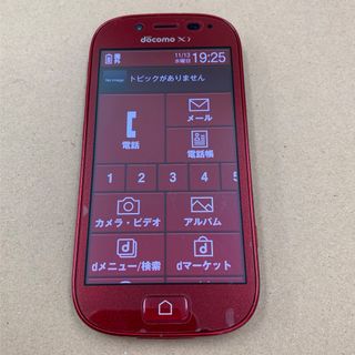 フジツウ(富士通)のドコモ　らくらくホン　F-06F レッド(スマートフォン本体)