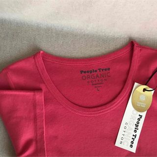 ピープルツリー(People Tree)のピープルツリー　フェアトレード　オーガニックコットン　Tシャツ　レッド系　L(Tシャツ(半袖/袖なし))