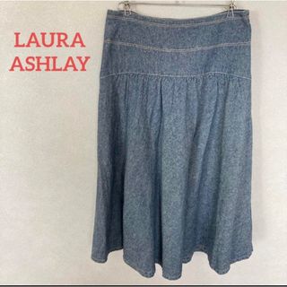 ローラアシュレイ(LAURA ASHLEY)のLAURA ASHLAY ローラアシュレイ 綿麻 ボリュームフレアスカート M(ひざ丈スカート)