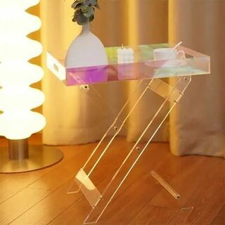 サイドテーブル 長方形 レインボー 折り畳み 折り畳みテーブル アクリル(コーヒーテーブル/サイドテーブル)