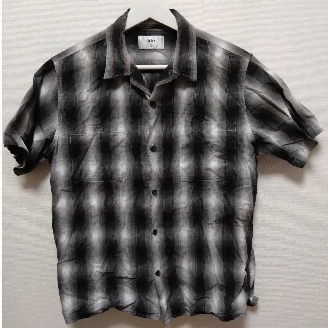 チェック柄オープンカラーシャツ　半袖　Mサイズ メンズのトップス(シャツ)の商品写真