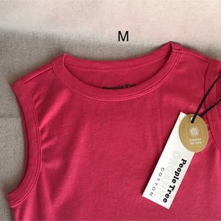 ピープルツリー(People Tree)のピープルツリー　フェアトレード　オーガニックコットン　ノースリーブ　レッド系　M(Tシャツ(半袖/袖なし))