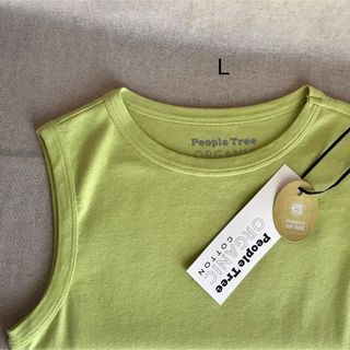 ピープルツリー(People Tree)のピープルツリー　フェアトレード　オーガニックコットン　ノースリーブ　グリーン系L(Tシャツ(半袖/袖なし))