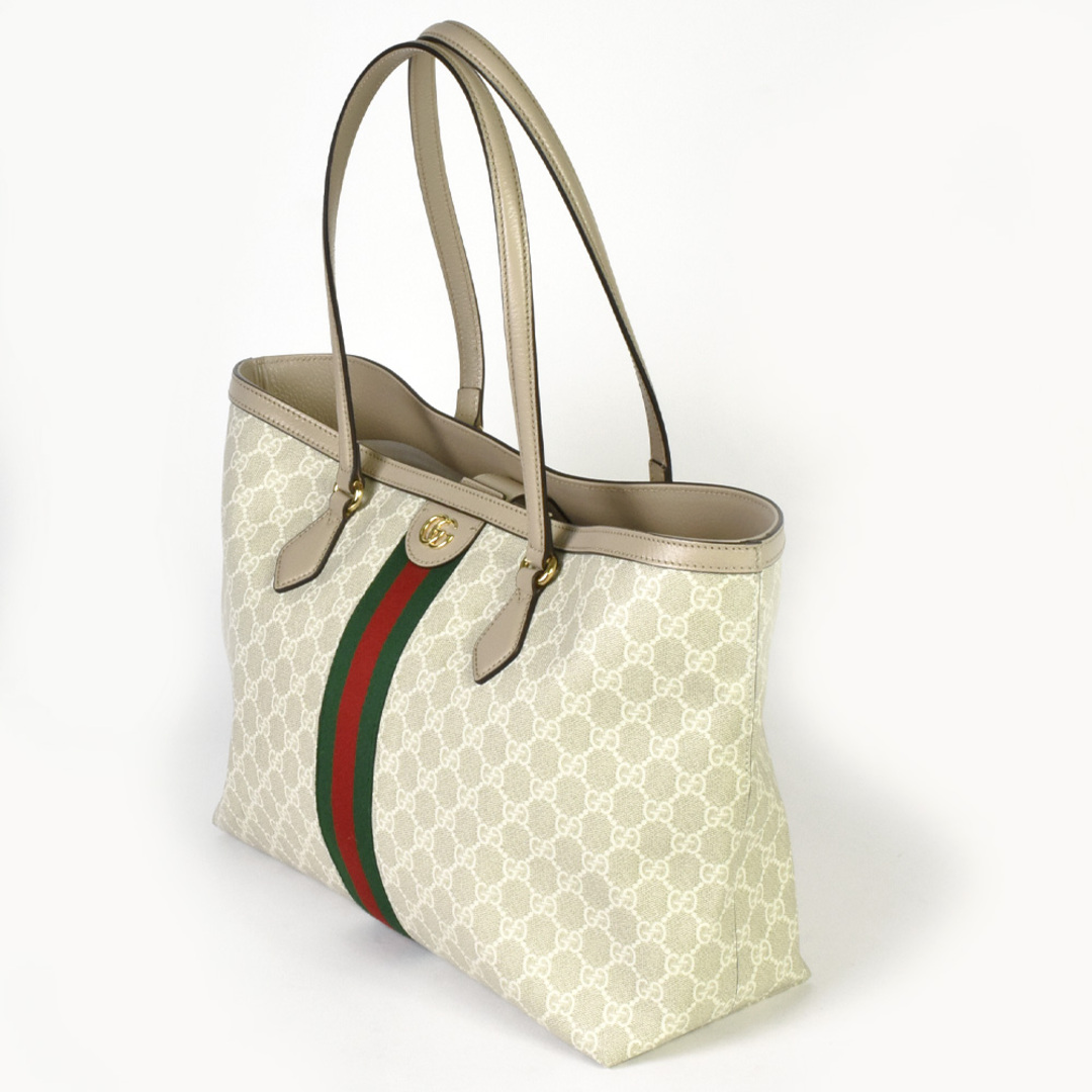 Gucci(グッチ)のグッチ GUCCI オフィディア ミディアム GG トートバッグ GGスプリームキャンバス 631685 UULAG 9682 ホワイト ベージュ ウェブ ストライプ【中古】 レディースのバッグ(トートバッグ)の商品写真