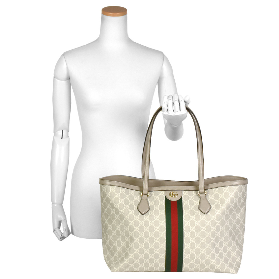 Gucci(グッチ)のグッチ GUCCI オフィディア ミディアム GG トートバッグ GGスプリームキャンバス 631685 UULAG 9682 ホワイト ベージュ ウェブ ストライプ【中古】 レディースのバッグ(トートバッグ)の商品写真