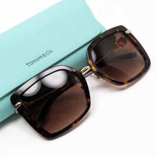 ティファニー TIFFANY&Co. サングラス プラスチック/メタル ブラウン/ゴールド/ブルー レディース 送料無料【中古】 w0135g