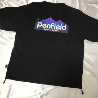 ペンフィールド(PEN FIELD)の古着　penfield ペンフィールド　バックロゴ　Tシャツ　黒　大きめ　L (Tシャツ/カットソー(半袖/袖なし))