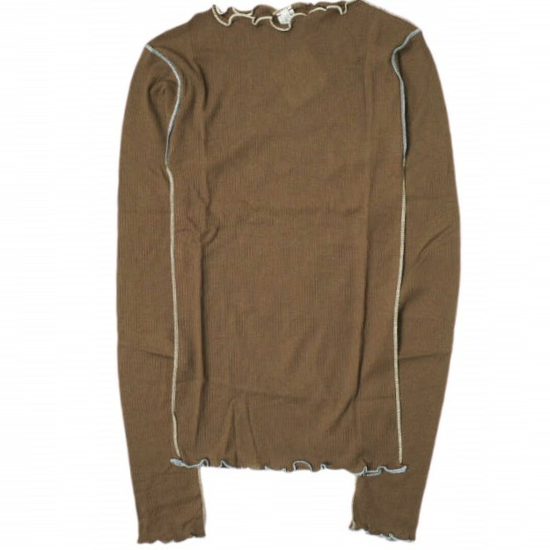 BASERANGE ベースレンジ ポルトガル製 VEIN LONG SLEEVE ヴェイン コットンリブカットソー M BROWN 長袖 ベビーロック トップス【新古品】【中古】【BASERANGE】 レディースのトップス(カットソー(長袖/七分))の商品写真