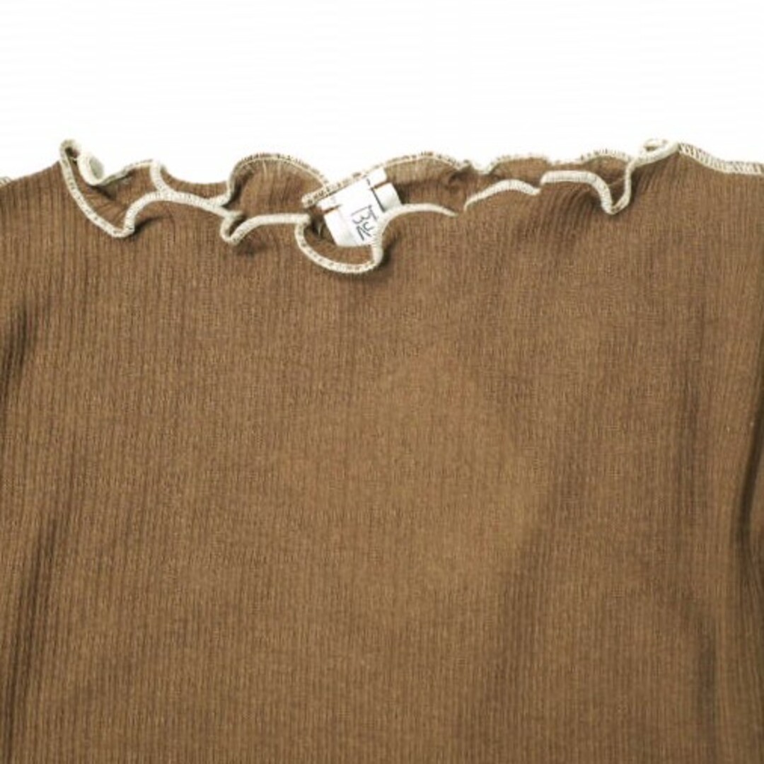 BASERANGE ベースレンジ ポルトガル製 VEIN LONG SLEEVE ヴェイン コットンリブカットソー M BROWN 長袖 ベビーロック トップス【新古品】【中古】【BASERANGE】 レディースのトップス(カットソー(長袖/七分))の商品写真