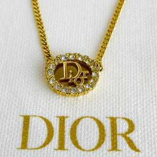クリスチャンディオール(Christian Dior)の極美品☆Dior ディオール ロゴ ラインストーン ネックレス チョーカー GP(ネックレス)