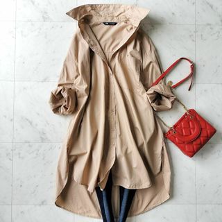 ザラ(ZARA)の美品★ザラ ZARA 洗える ワイドシャツワンピース 綿100％ オーバーサイズ(ロングワンピース/マキシワンピース)