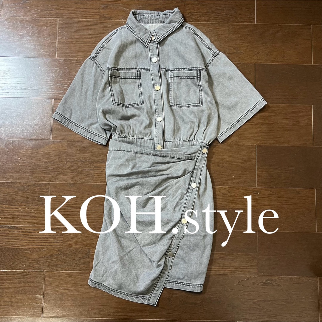 KOH.style コースタイル デニム シャツ ワンピース レディースのワンピース(ひざ丈ワンピース)の商品写真