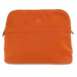 エルメス(Hermes)のエルメス HERMES　ボリードポーチ30 オレンジ　100％コットン　シルバー金具(ポーチ)